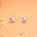 Elegant Round Pattern Halo Pattern Silver Stud