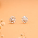 Elegant Round Pattern Halo Pattern Silver Stud