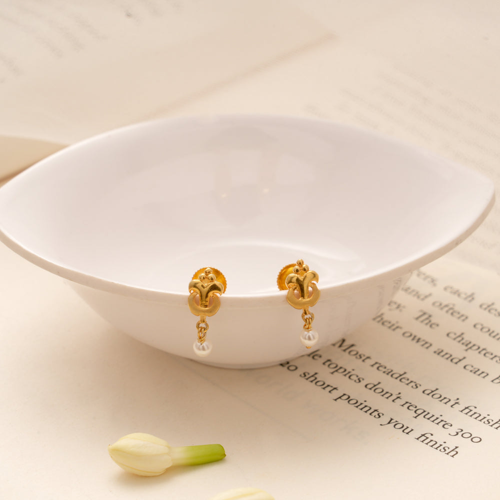 Regal Little Pearl Drop Golden Earring