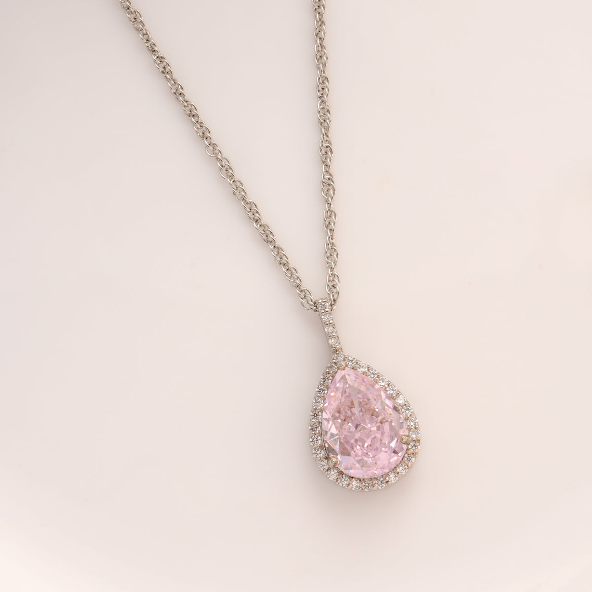 Pear-Shaped Pink Silver Chain