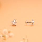 Minimal Crystal Stone Star Silver Stud