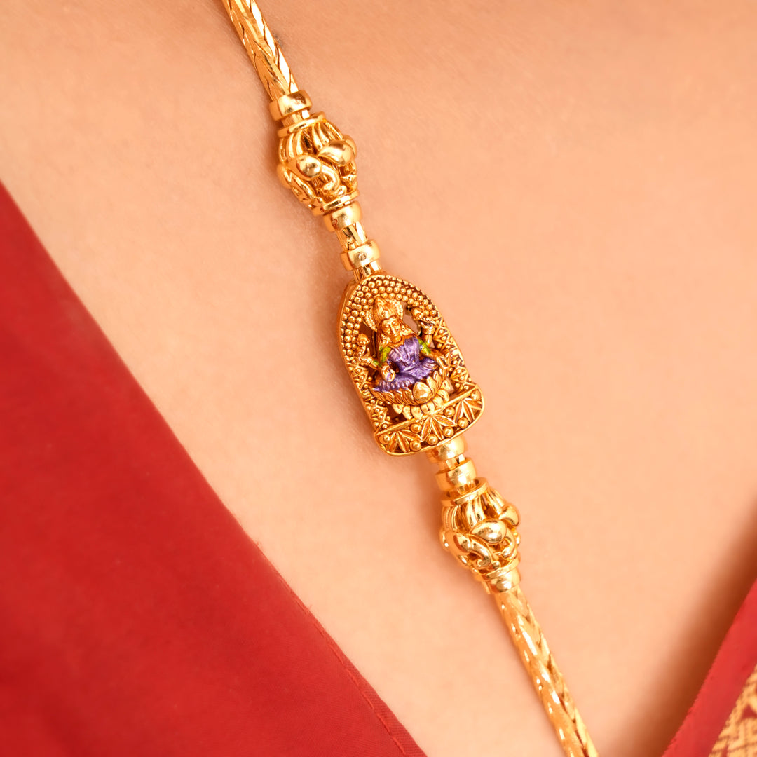 Cultural Temple Lakshmi Silver Mugappu Chain
