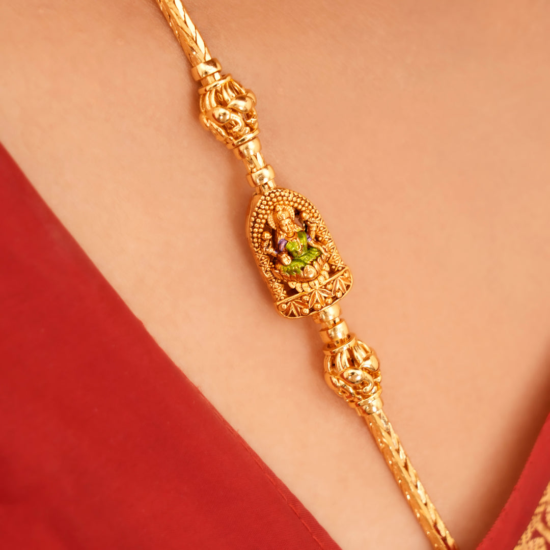 Cultural Temple Lakshmi Silver Mugappu Chain