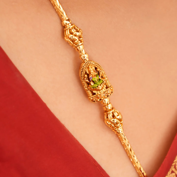 Cultural Temple Lakshmi Silver Mugappu Chain