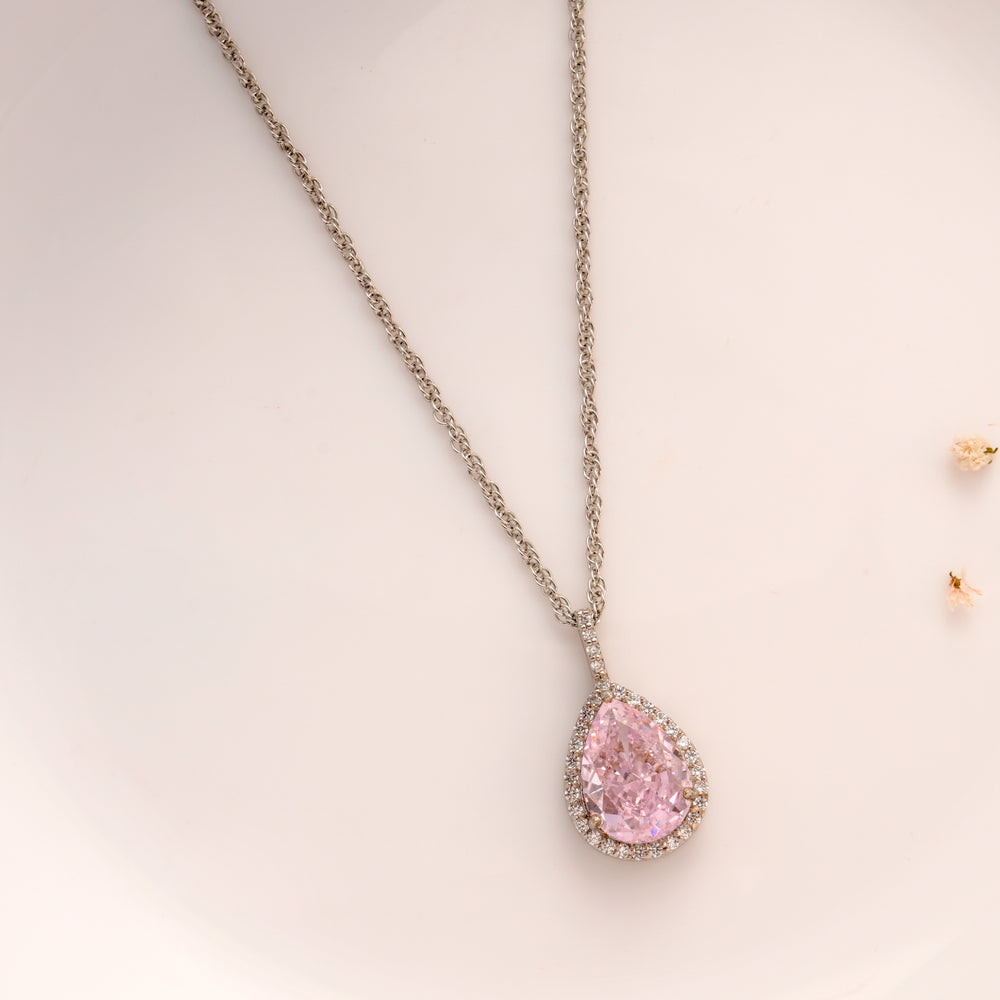 Pear-Shaped Pink Silver Chain
