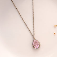 Pear-Shaped Pink Silver Chain