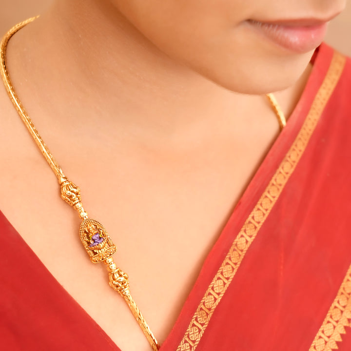 Cultural Temple Lakshmi Silver Mugappu Chain