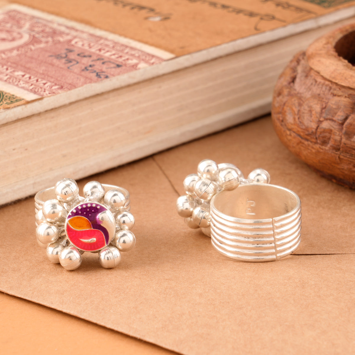 Colourful Enamel Design Silver Salangai Metti