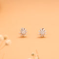 Cute Sunflower with White Stone Silver Stud