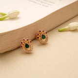 Ruby Emerald Kundan Golden Stud