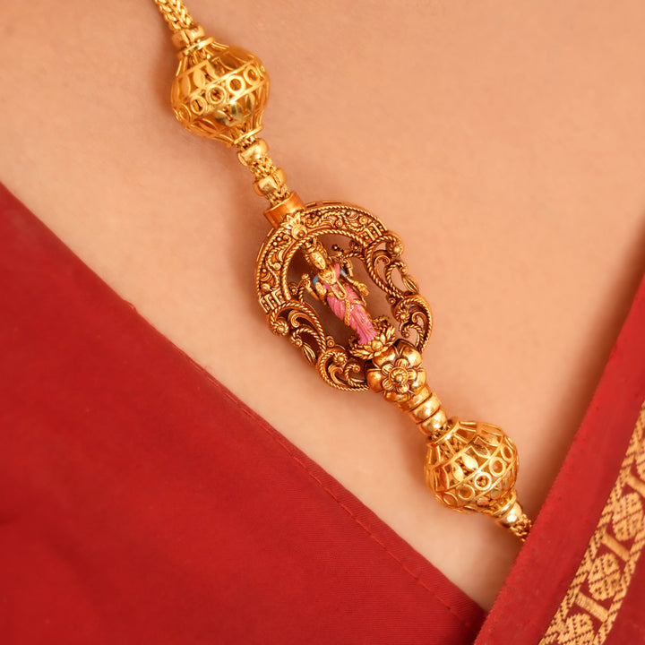 Graceful Floral Lakshmi Golden Mugappu Chain