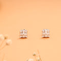 Tiny Square Shape Flower Silver Stud