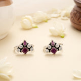 Royal Ruby Square Halo Silver Toe Ring
