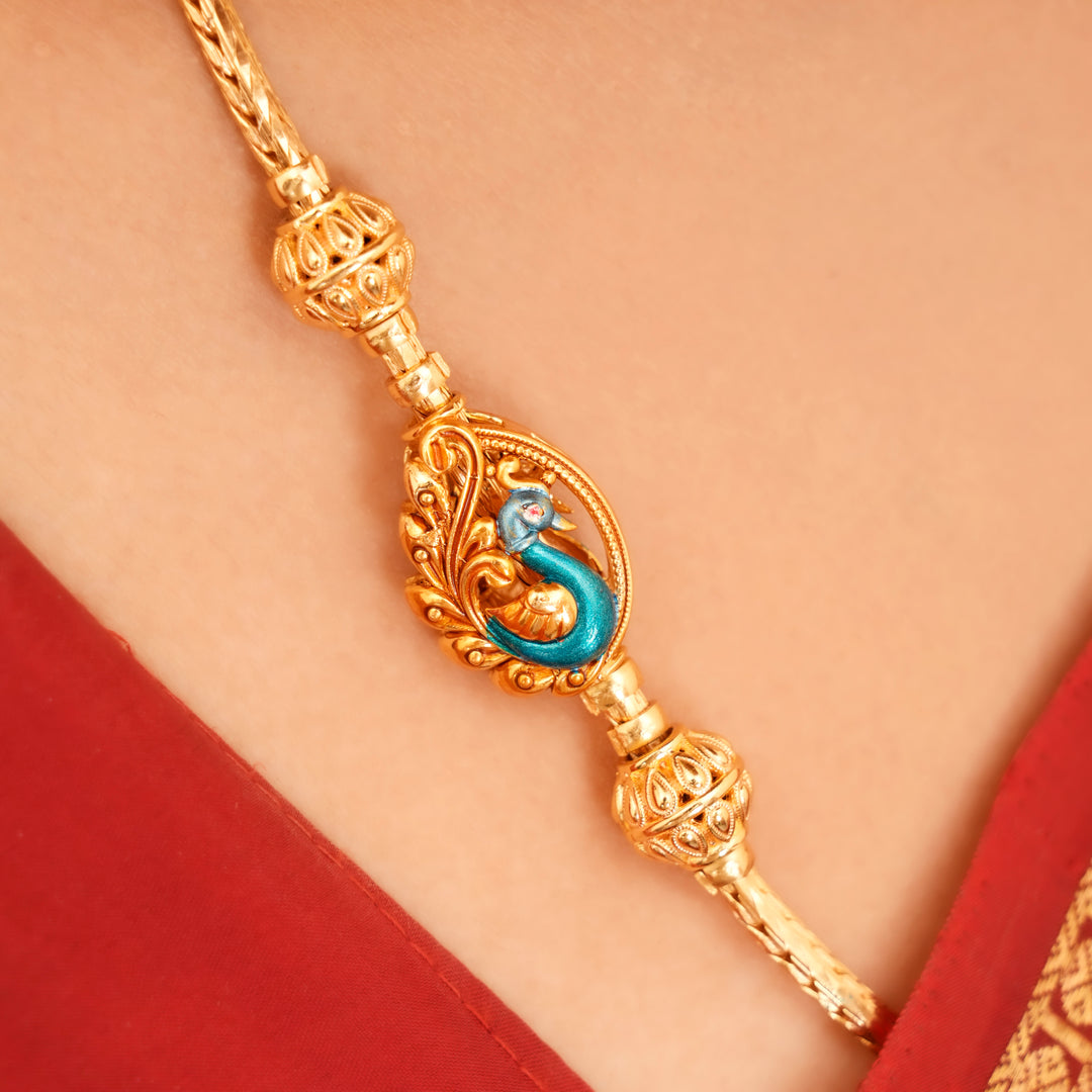Majestic Peacock Design Lakshmi Mugappu Chain