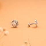 Minimal Round Crystal Stone Silver Stud