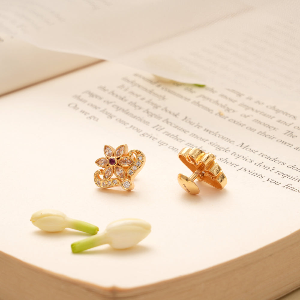Blossom Floral Golden Kundan Stud