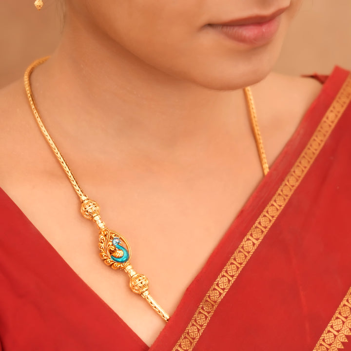 Majestic Peacock Design Lakshmi Mugappu Chain