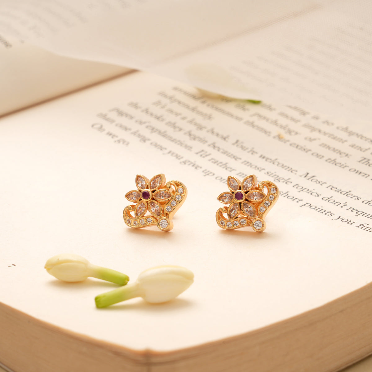 Blossom Floral Golden Kundan Stud