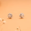 Minimal Round Crystal Stone Silver Stud