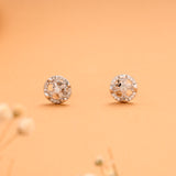 Minimal Round Crystal Stone Silver Stud