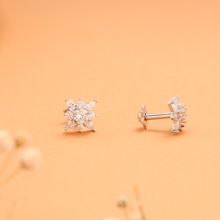 Vibrant Snowflake Stone Silver Stud