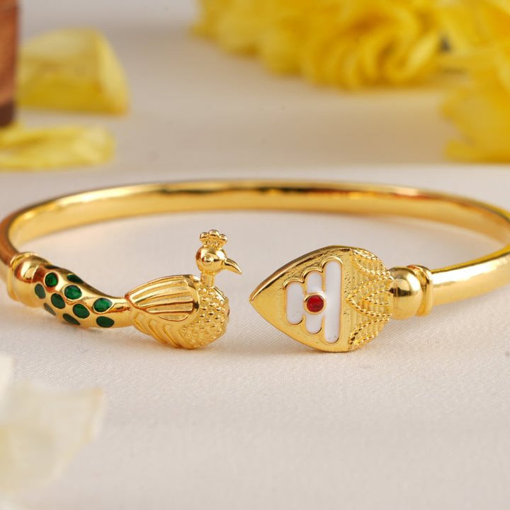 Blessing Vel with Peacock Silver Gold Plated Kappu