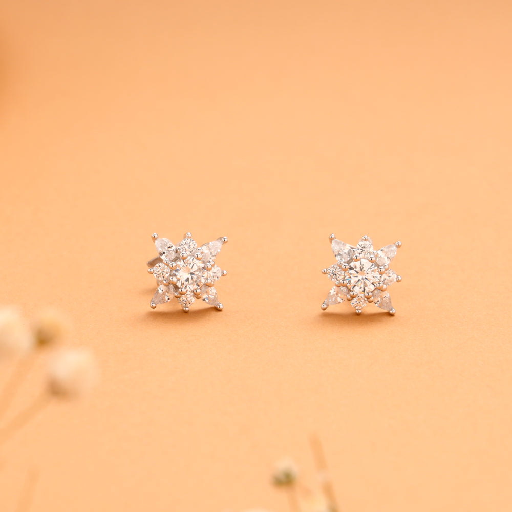Vibrant Snowflake Stone Silver Stud