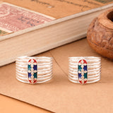 Multicolour Floral Enamel Spring Silver Metti