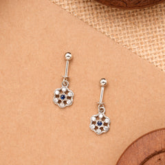 Flower Design Blue Stone Silver Koppu