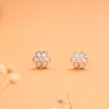 Authentic Flower Stone Design Silver Stud