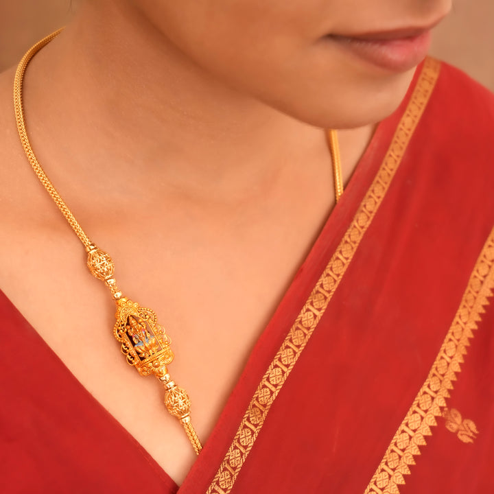 Temple Art Inspired Lakshmi Mugappu Chain