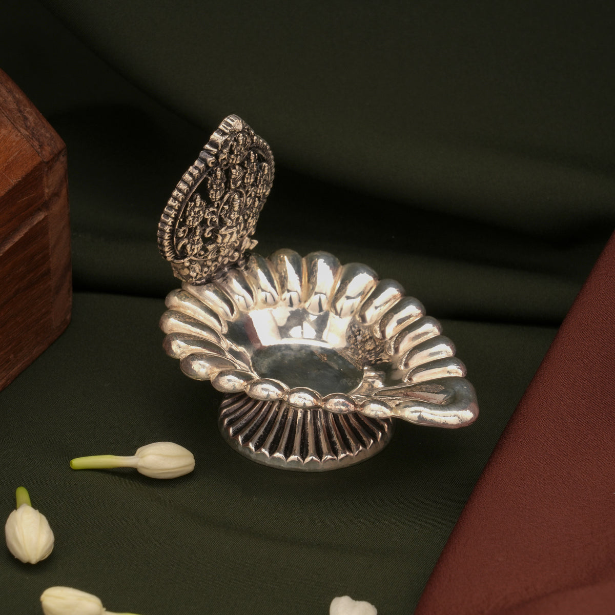 Antique Finish Silver Ashta Lakshmi Vilakku