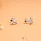 Natural Snowflake Floral Stone Silver Stud