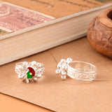 Mango Leaf Design Enamel Silver Toe Ring