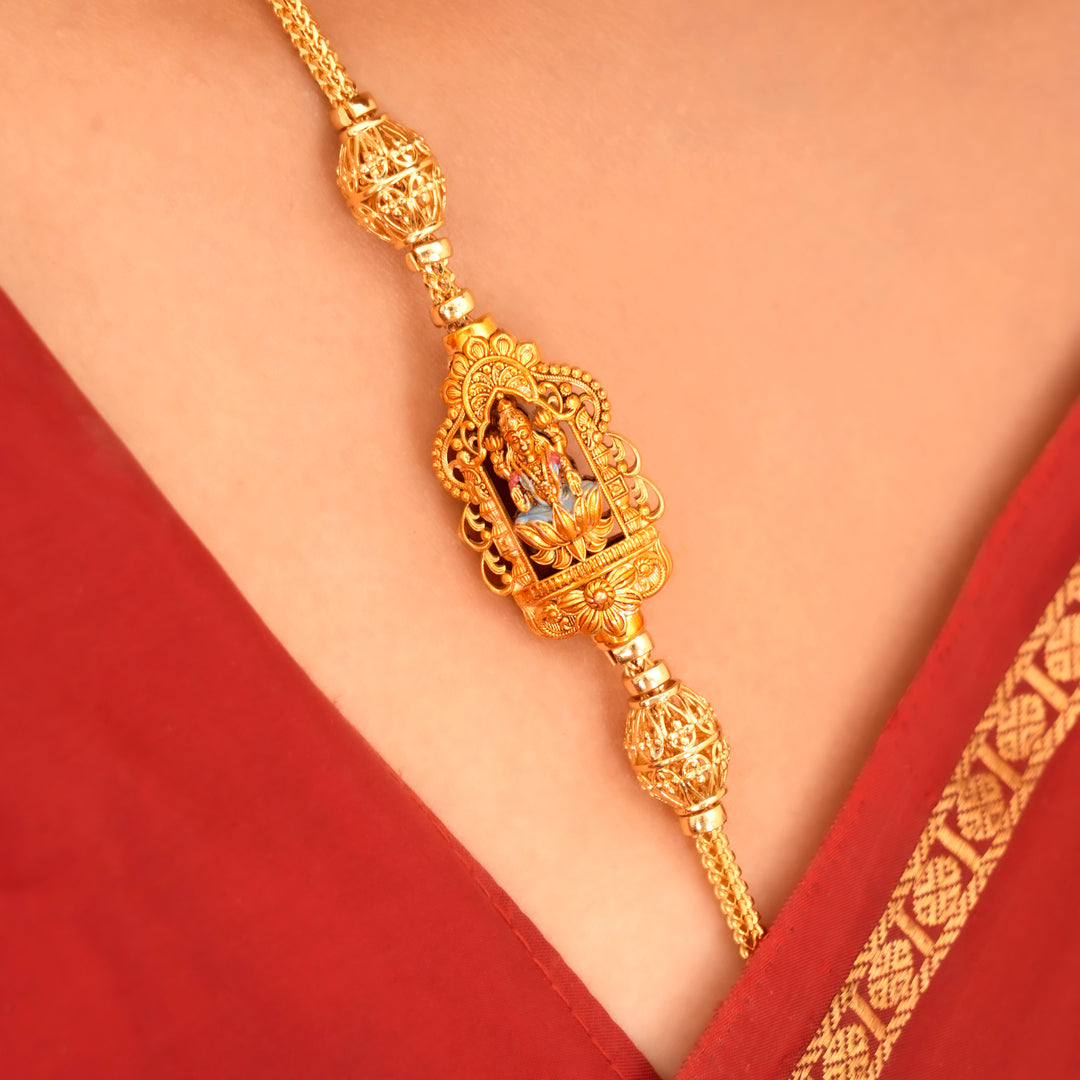 Temple Art Inspired Lakshmi Mugappu Chain