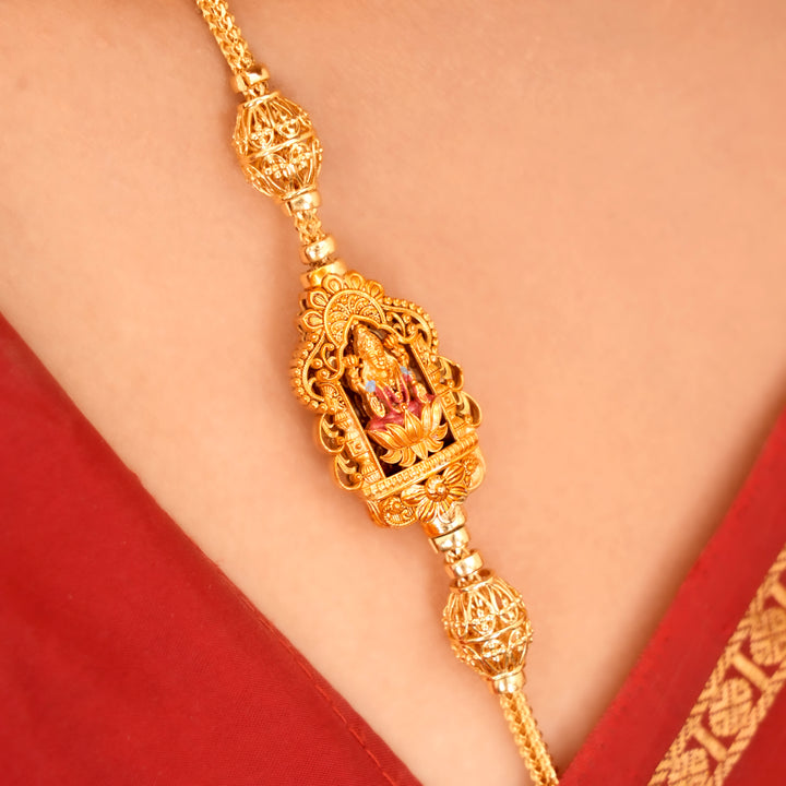 Temple Art Inspired Lakshmi Mugappu Chain