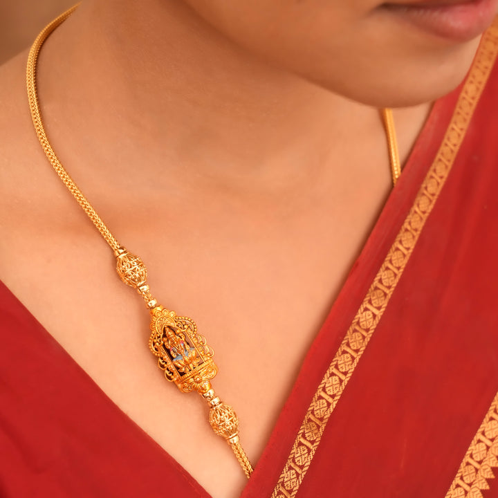 Temple Art Inspired Lakshmi Mugappu Chain