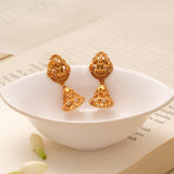 Goddess Lakshmi Design Golden Jhumkas