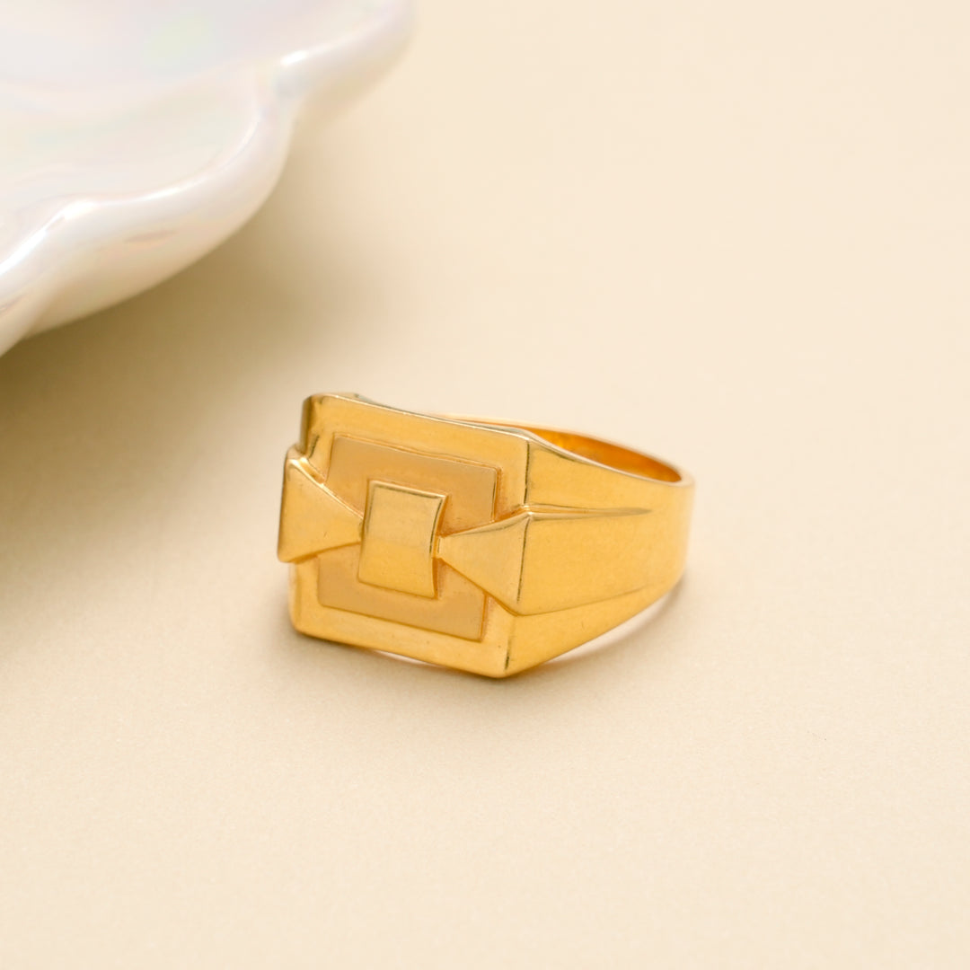 Modern Square Frame Gold Ring
