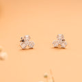 Natural Snowflake Floral Stone Silver Stud