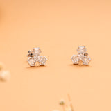 Natural Snowflake Floral Stone Silver Stud