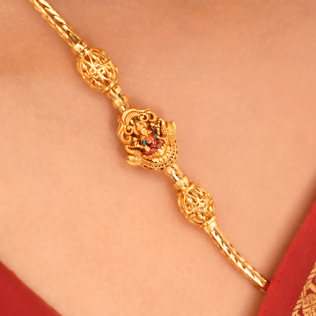 Traditional Golden Lakshmi Peacock Mugappu Chain