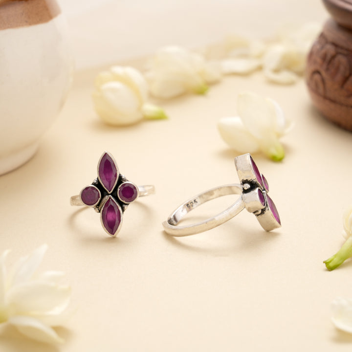 Ruby Marquise Floral Glow Toe Ring