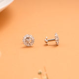 Regal Round Cubic Stone Design Silver Stud