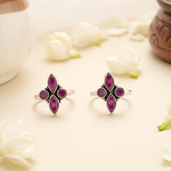 Ruby Marquise Floral Glow Toe Ring