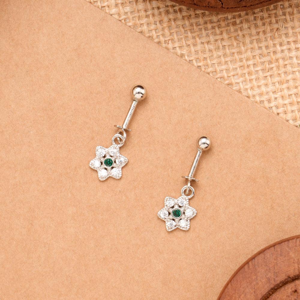 Blooming Flower White Stone Silver Koppu