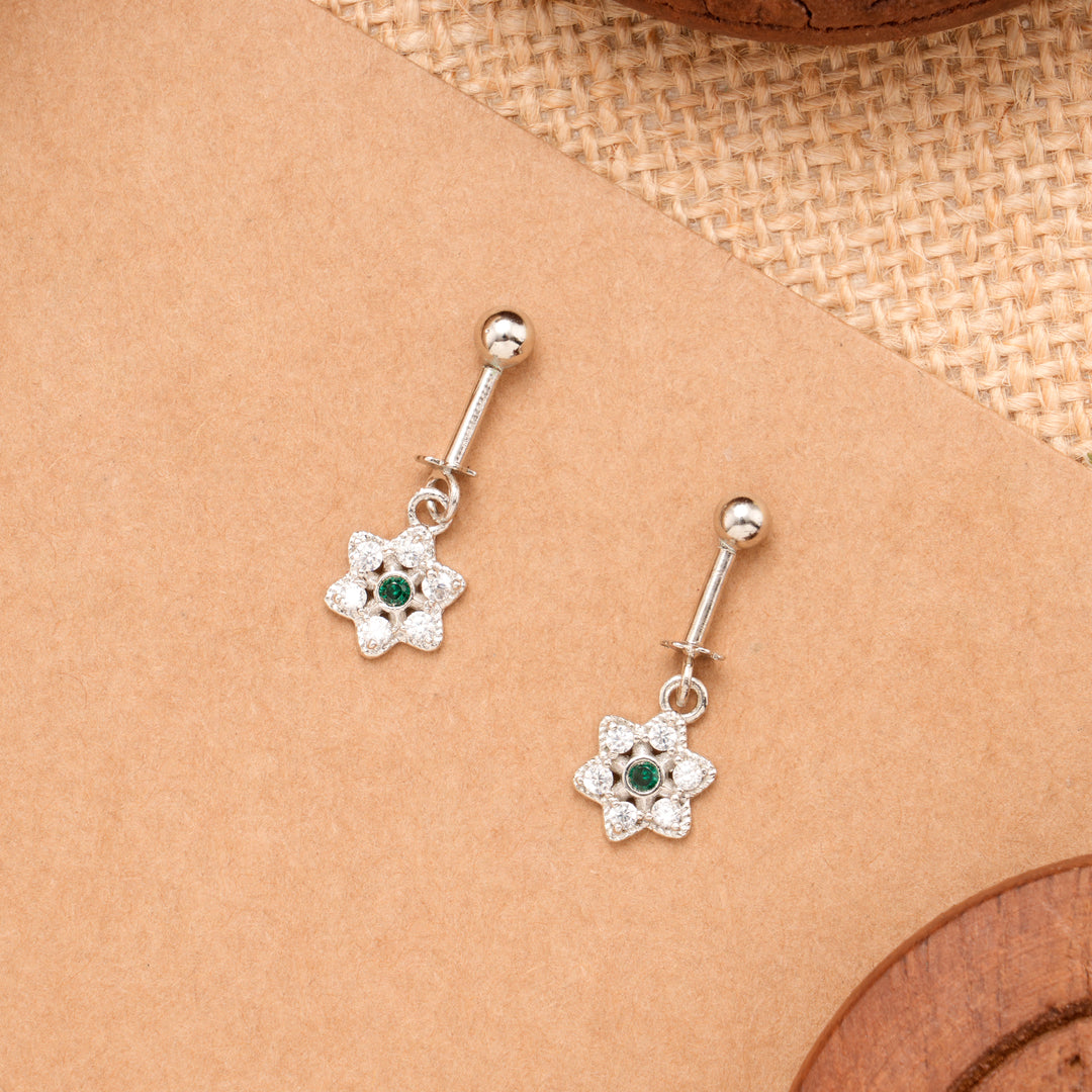 Blooming Flower White Stone Silver Koppu