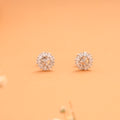 Regal Round Cubic Stone Design Silver Stud