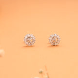 Regal Round Cubic Stone Design Silver Stud