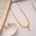 Shine Finish Floral Golden Necklace Set
